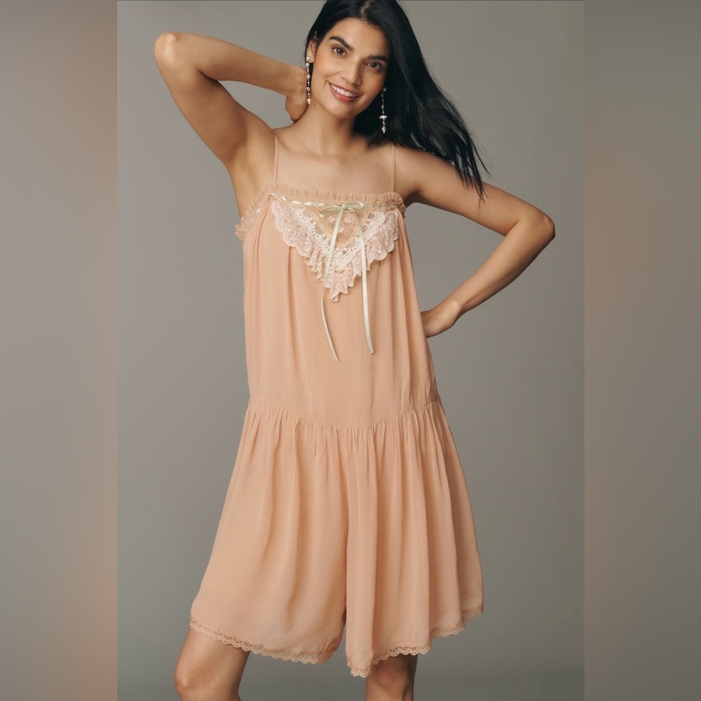 ✨ Anthropologie Lace Square-Neck Romper Sz M